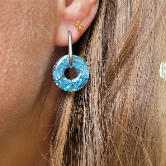 Boucles en résine | Donuts Bleu Duo - L'Atelier de MyMy