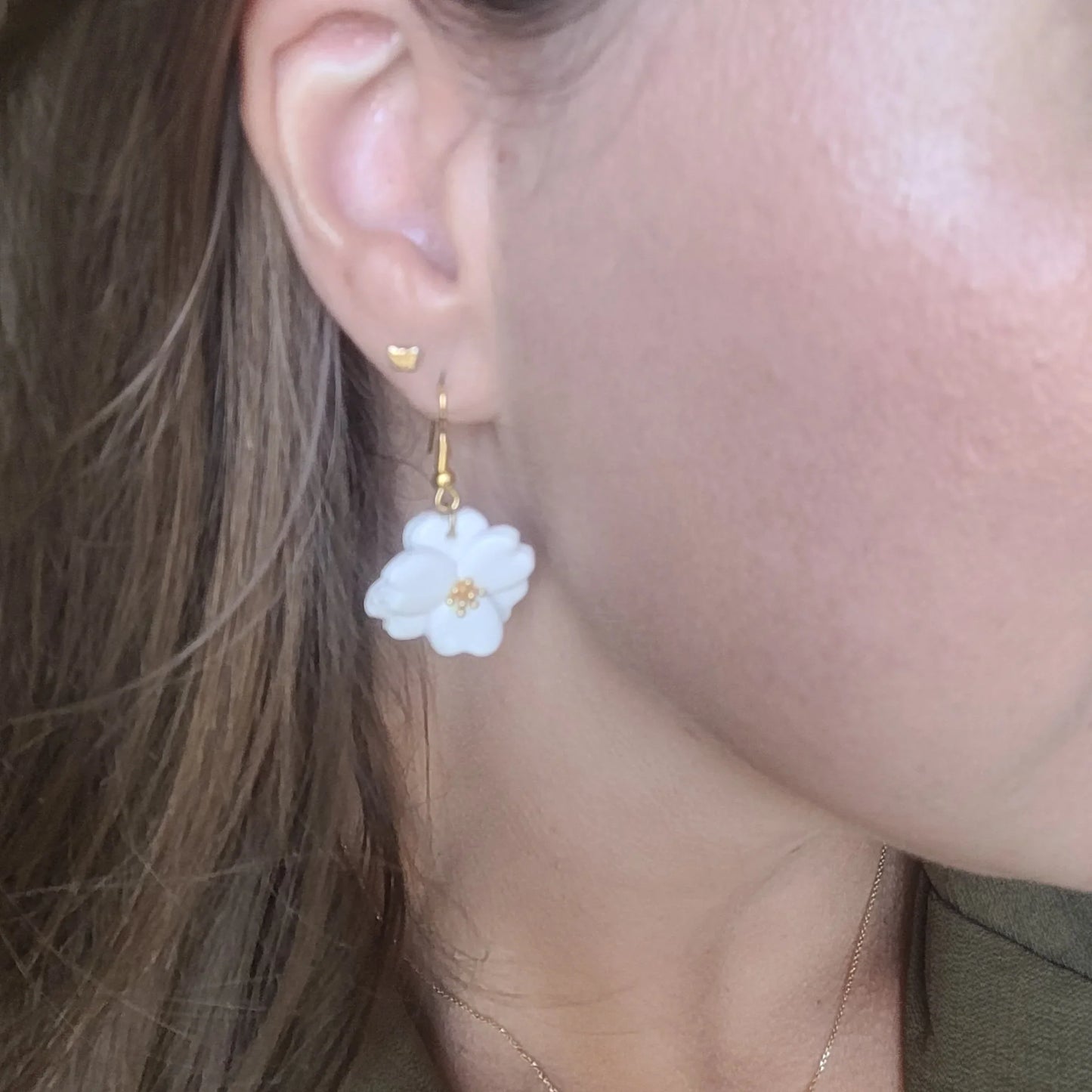 Boucles argile polymère | Éclosion Florale Blanche - L'Atelier de MyMy