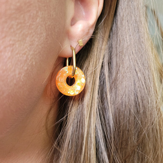 Boucles en résine | Donuts Orange Fluo - L'Atelier de MyMy