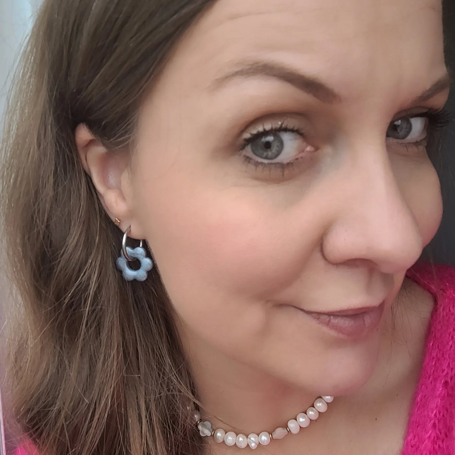 Boucles argile polymère | Pampilles Floréa Gris - L'Atelier de MyMy