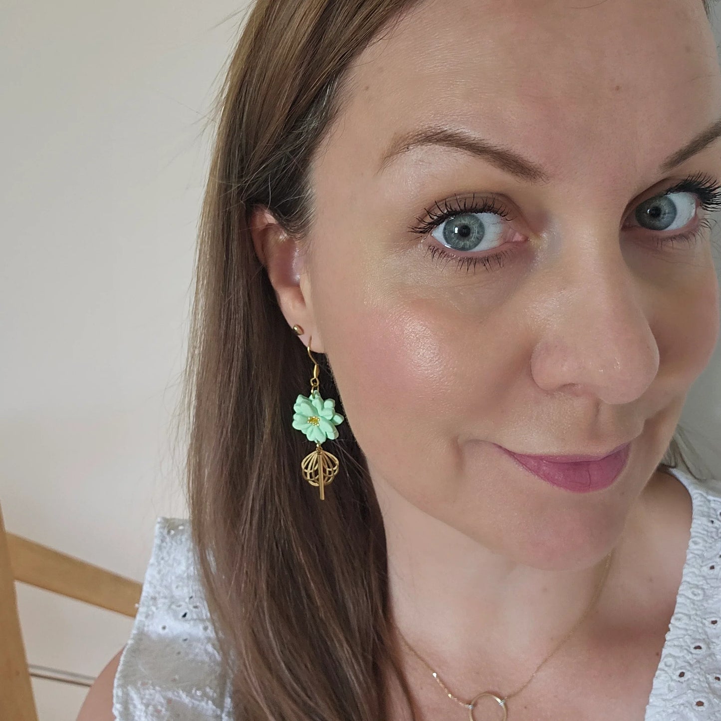 Polymer clay earrings | Roséa Almond Green