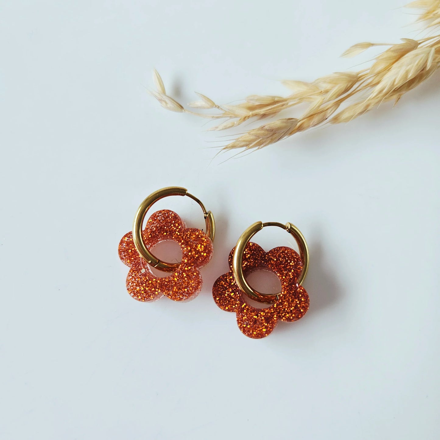 Boucles en résine | Fleurs Cuivrées