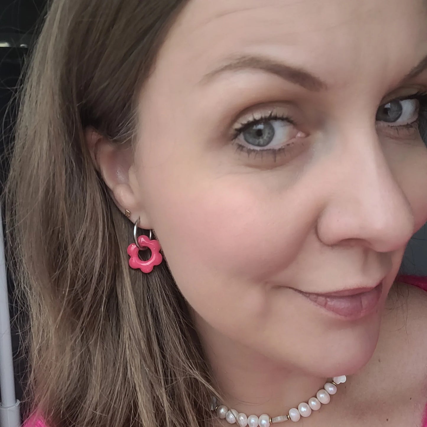 Boucles argile polymère | Pampilles Floréa Rose - L'Atelier de MyMy