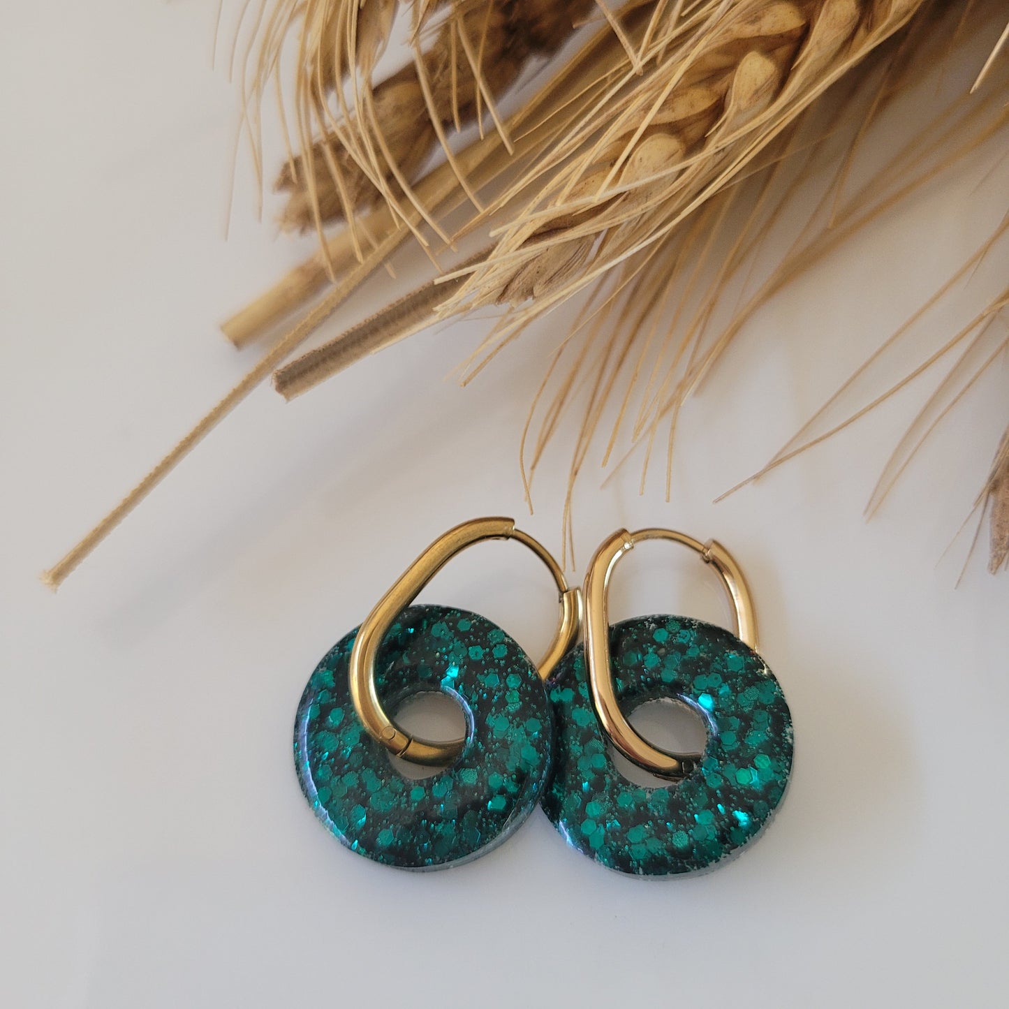 Boucles en résine | Donuts Vert