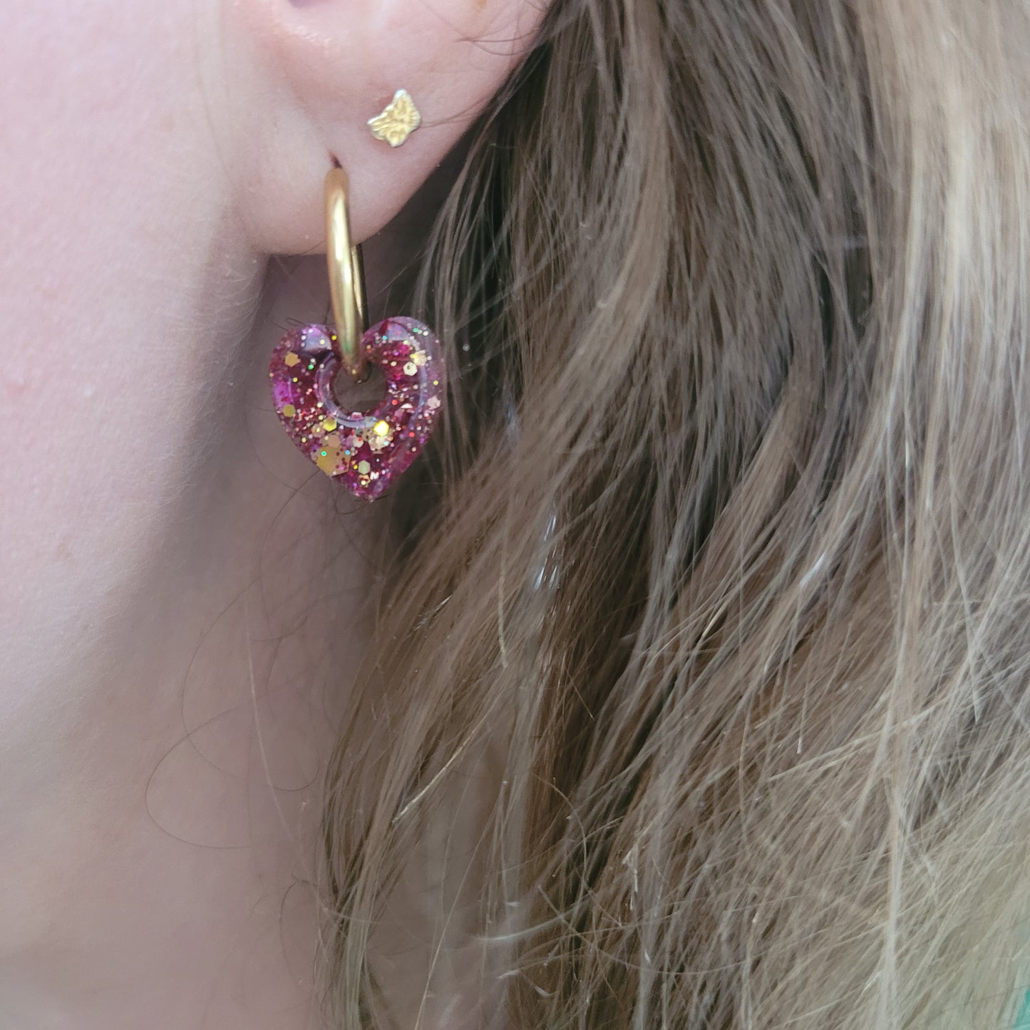 .Boucles en résine | Petit Coeur Rose
