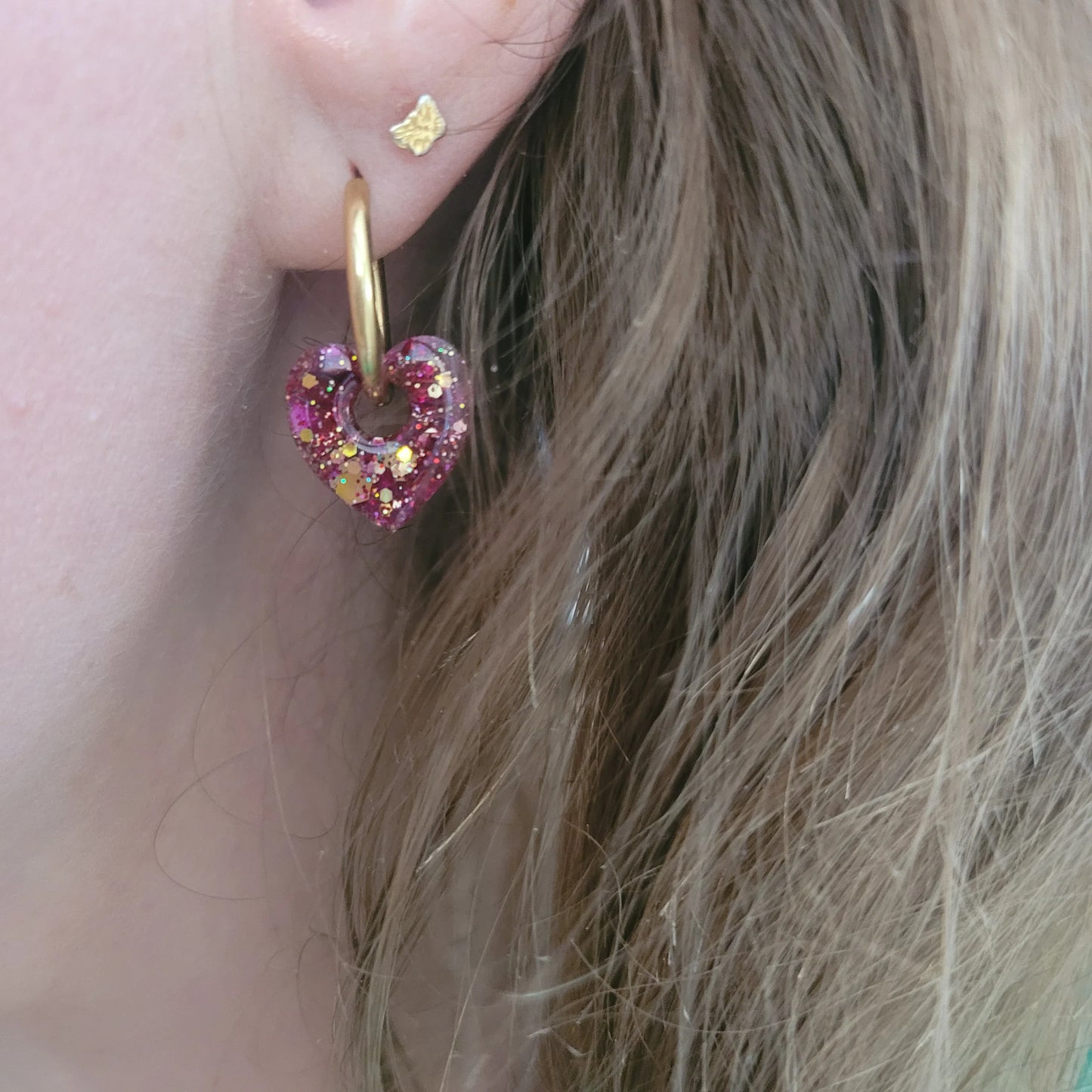 Boucles en résine | Petit Coeur Rose - L'Atelier de MyMy