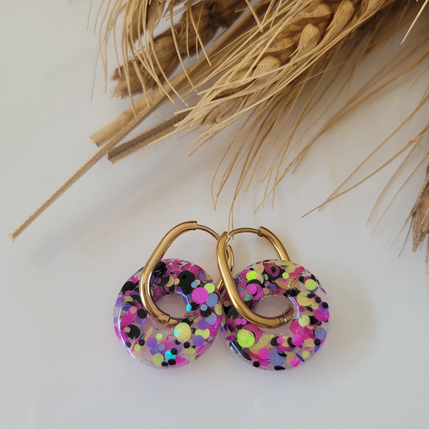 Boucles en résine | Donuts Multicolores - L'Atelier de MyMy