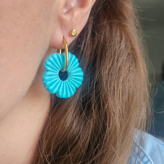 Boucles argile polymère | FloWer Bleu Lagon
