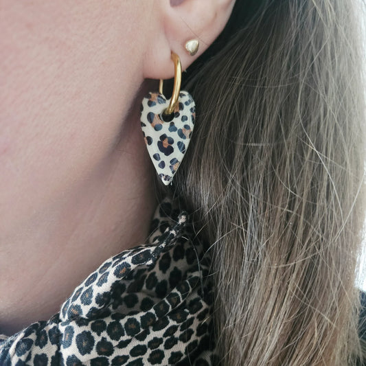 Boucles argile polymère | Coeur Léopard