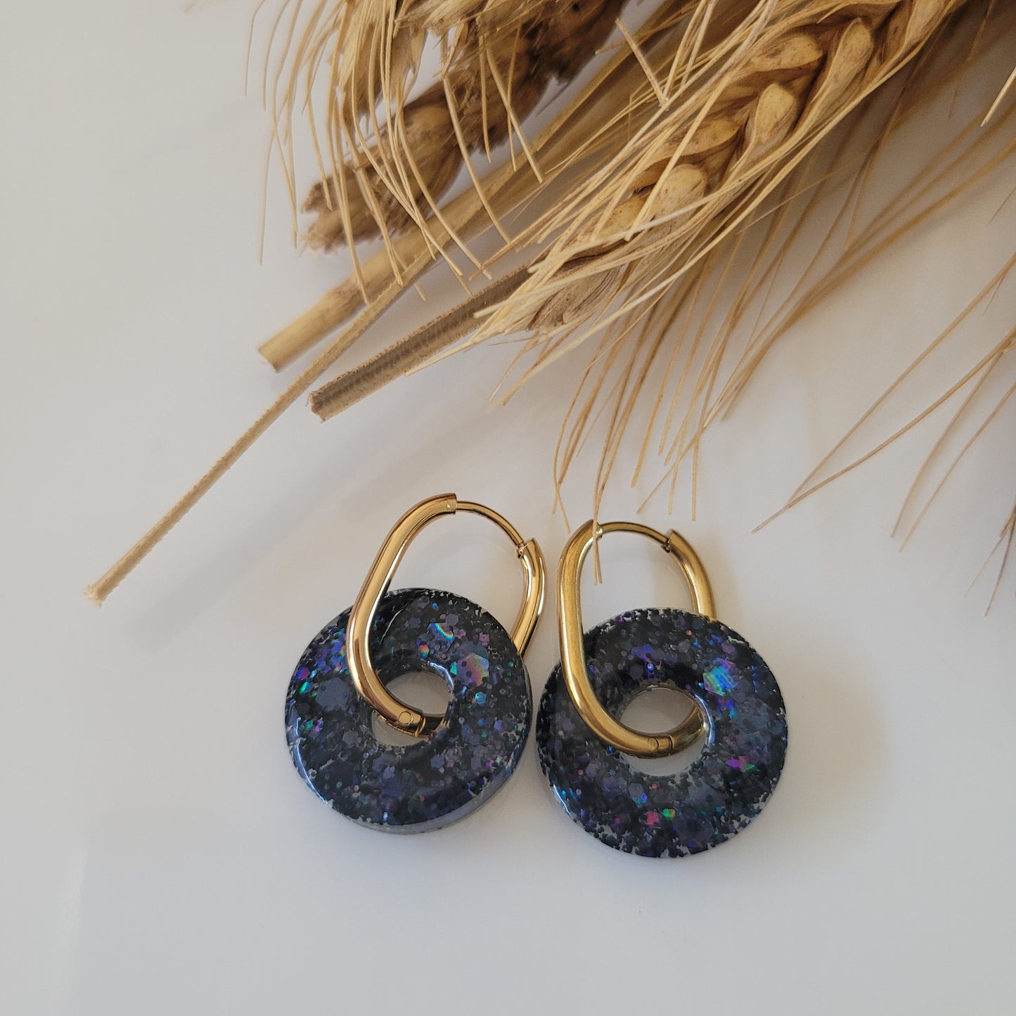 Boucles en résine | Donuts Noir