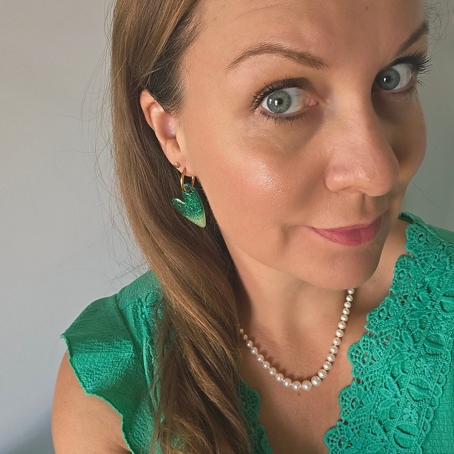 Boucles en résine | Coeur Vert