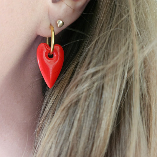 Boucles argile polymère | Coeur rouge