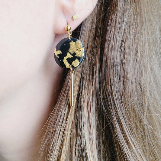 Boucles argile polymère | Cosmo Noir pailletée