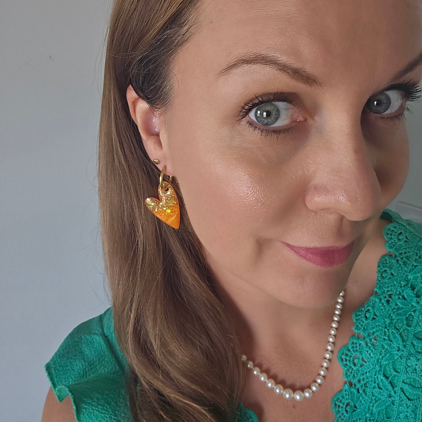 Boucles en résine | Coeur Orange