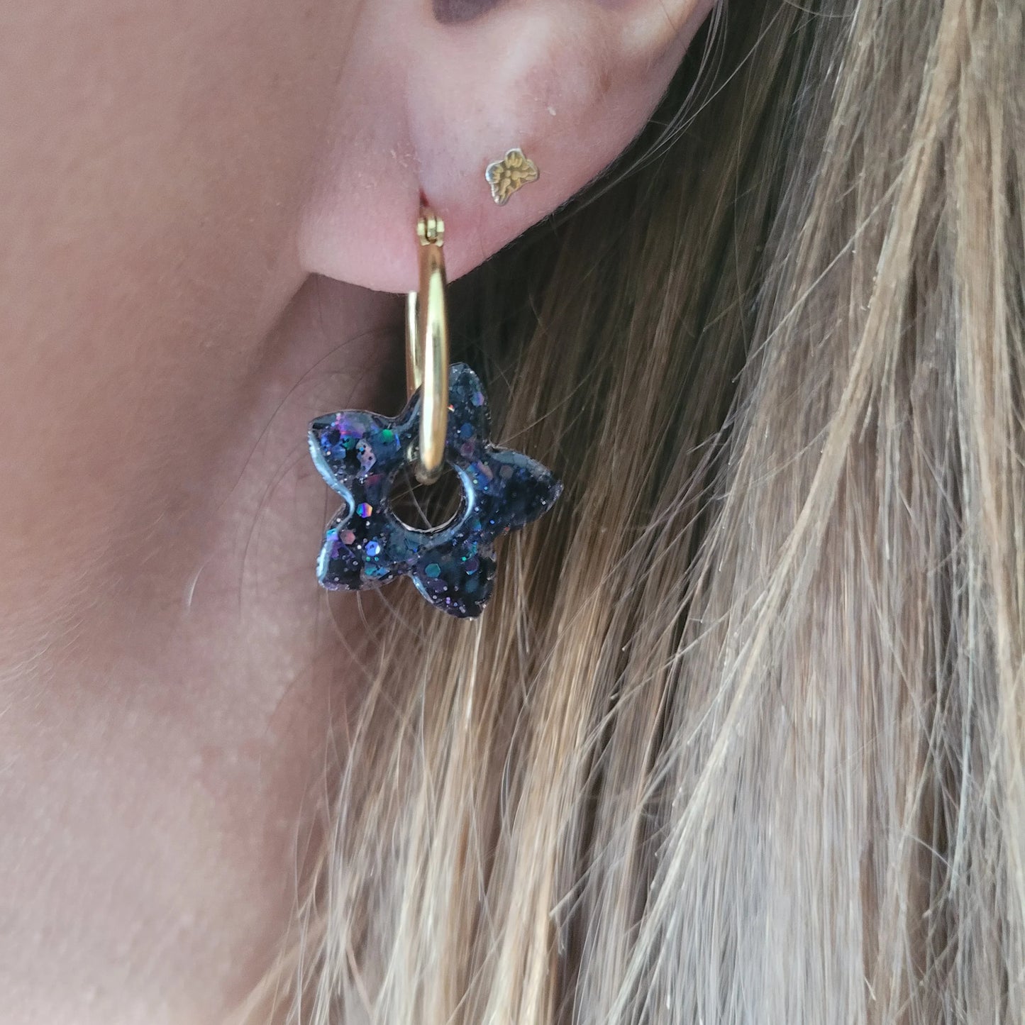 Boucles en résine | Fleurs de Tiaré Noir - L'Atelier de MyMy