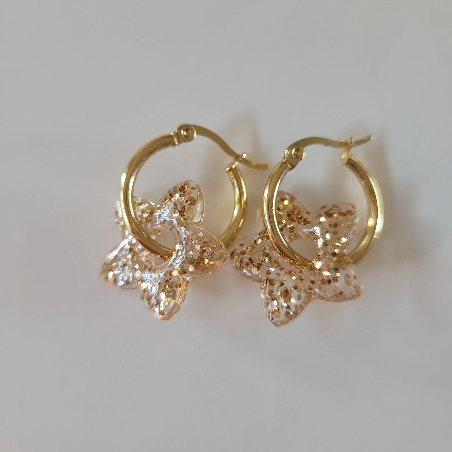 Boucles en résine | Fleurs de Tiaré Champagne - L'Atelier de MyMy