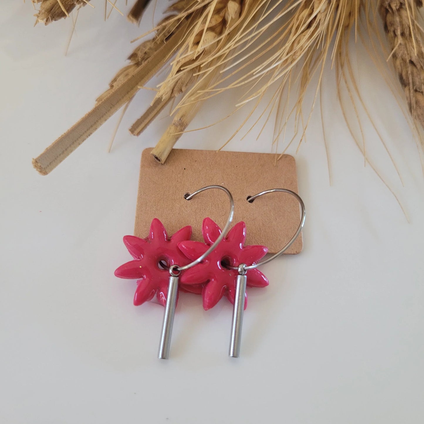 Boucles argile polymère | Pampilles Étoilées Rose - L'Atelier de MyMy