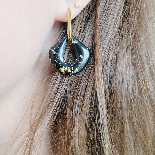 Boucles argile polymère | Aura Noir pailletée