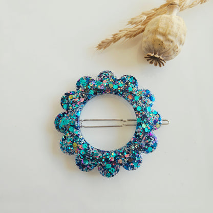 Barrettes en résine | Fleur Turquoise et Rose