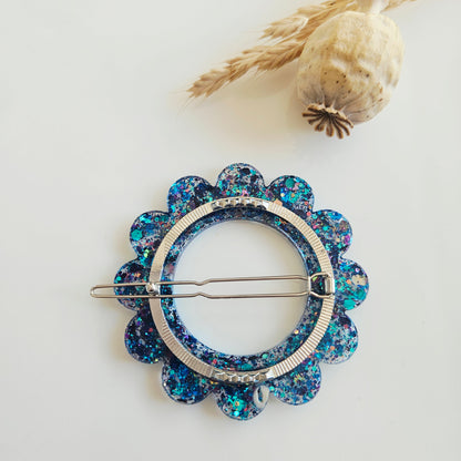 Barrettes en résine | Fleur Turquoise et Rose