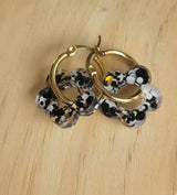 Boucles en résine | Fleurs Noir & Blanc