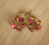 Boucles en résine | Fleurs Rose & Or