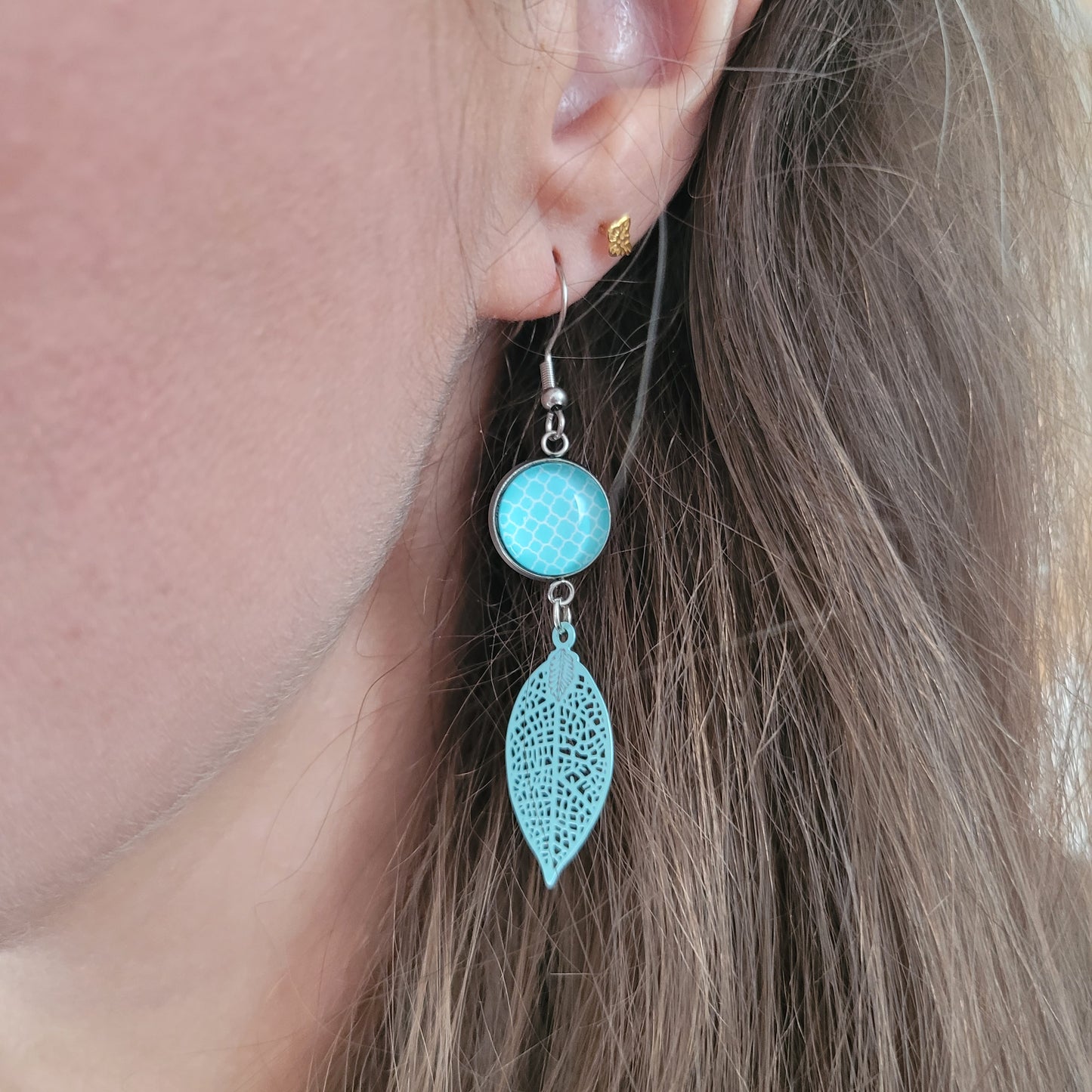 Boucles fantaisie acier | Turquoise