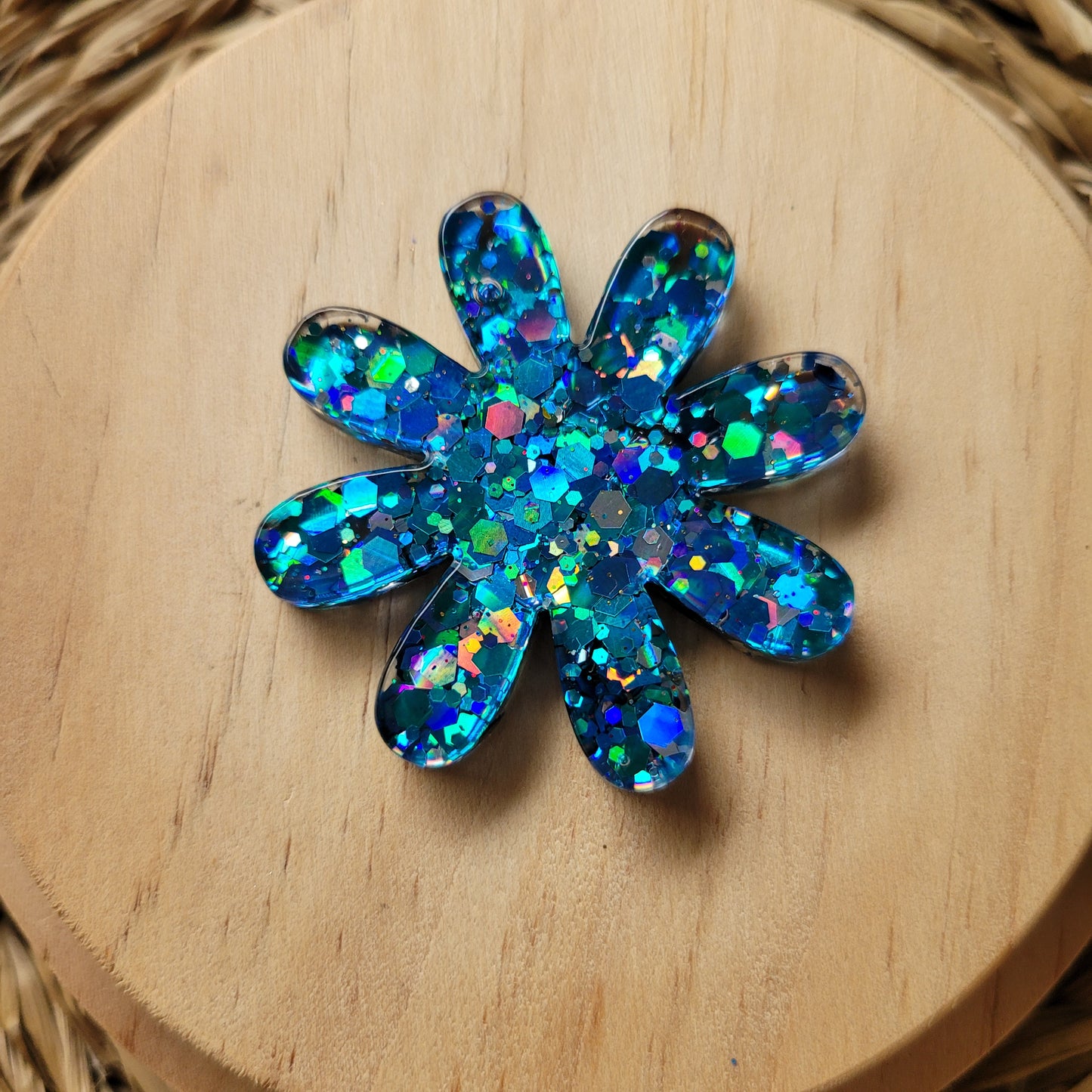 Barrettes en résine | Fleur turquoise