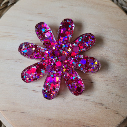 Barrettes en résine | Fleur Rose & Fuchsia