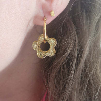 Boucles en résine | Fleurs Dorées - L'Atelier de MyMy