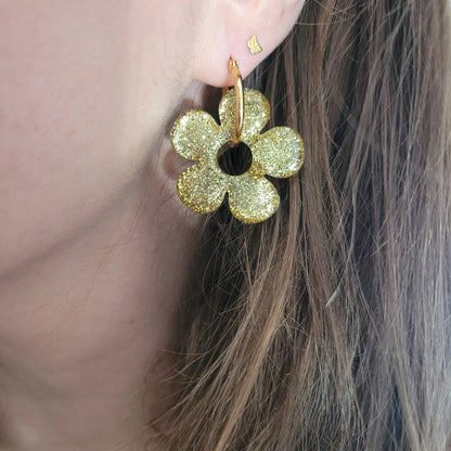 Boucles en résine | Fleurs XL Or - L'Atelier de MyMy