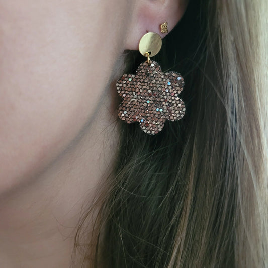 Boucles en Cuir | Fleurs Cuivrées - L'Atelier de MyMy