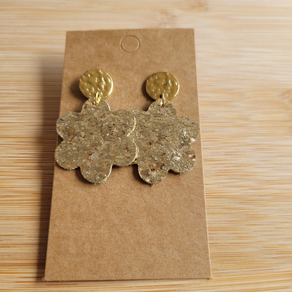Boucles en Cuir | Fleurs Dorées