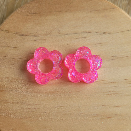 Boucles en résine | Fleurs Rose Pop - L'Atelier de MyMy