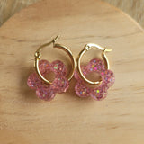 Boucles en résine | Fleurs Rose Pâle