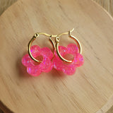 Boucles en résine | Fleurs Rose Pop