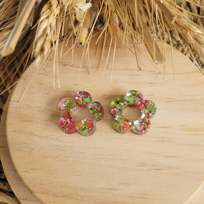 Boucles en résine  | Fleurs interchangeables sans attaches  ~ Au choix ~