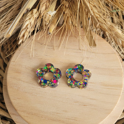 Boucles en résine  | Fleurs interchangeables sans attaches  ~ Au choix ~