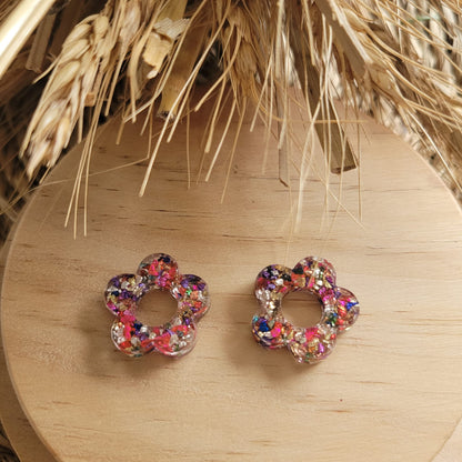 Boucles en résine  | Fleurs interchangeables sans attaches  ~ Au choix ~