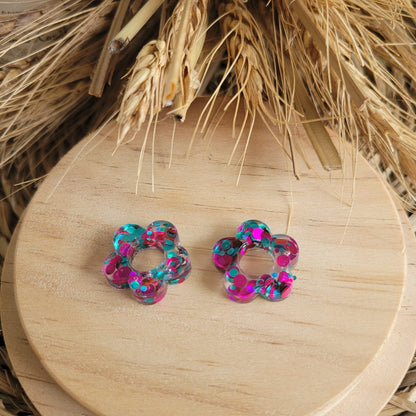 Boucles en résine  | Fleurs interchangeables sans attaches  ~ Au choix ~