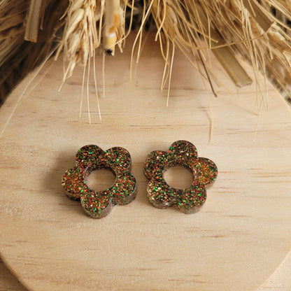 Boucles en résine  | Fleurs interchangeables sans attaches  ~ Au choix ~