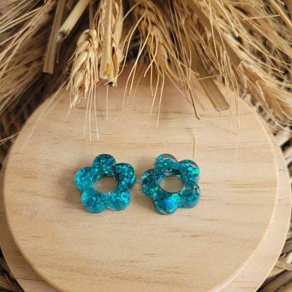 Boucles en résine  | Fleurs interchangeables sans attaches  ~ Au choix ~