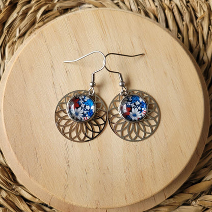 Boucles fantaisie acier | Fleurs d'Asie - L'Atelier de MyMy