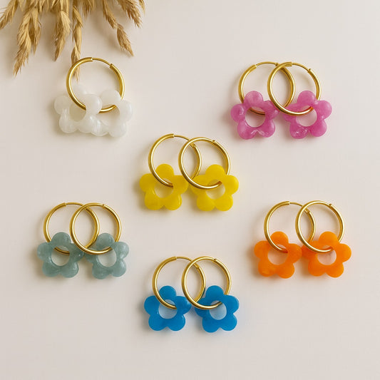 Boucles en résine | Fleurs Nacrées interchangeables ~ Au choix ~