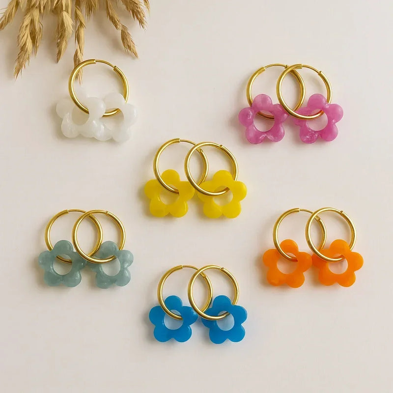 Boucles en résine | Fleurs Nacrées interchangeables ~ Au choix ~ - L'Atelier de MyMy