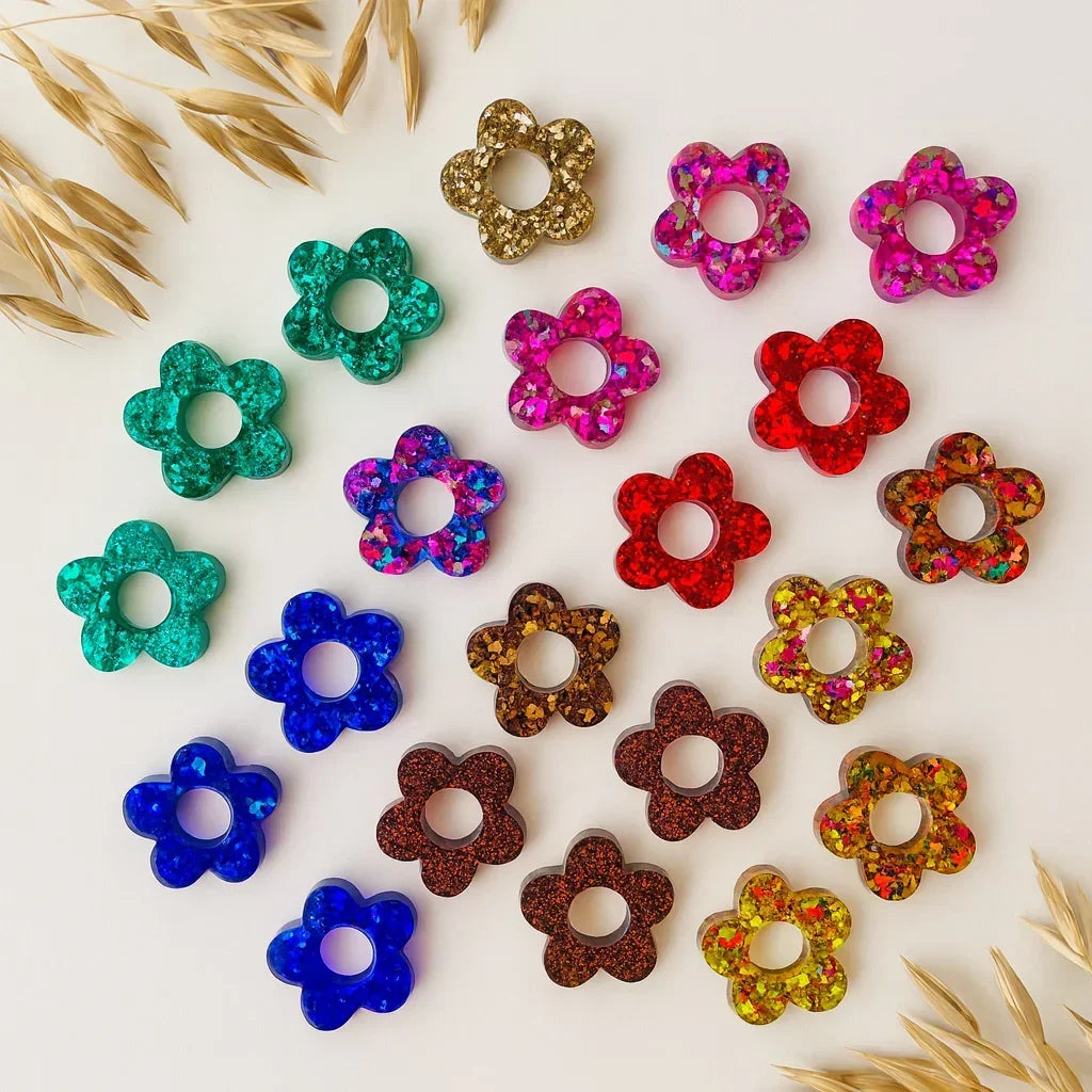 Boucles en résine | Fleurs interchangeables sans attaches ~ Au choix ~ - L'Atelier de MyMy
