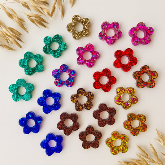 Boucles en résine  | Fleurs interchangeables sans attaches  ~ Au choix ~
