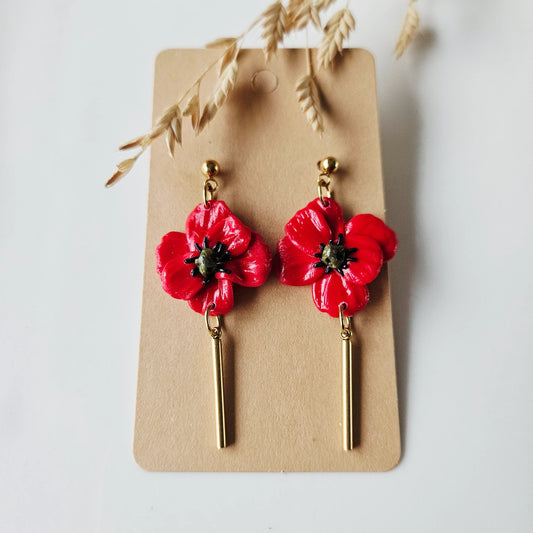 Boucles argile polymère | Coquelicots Or