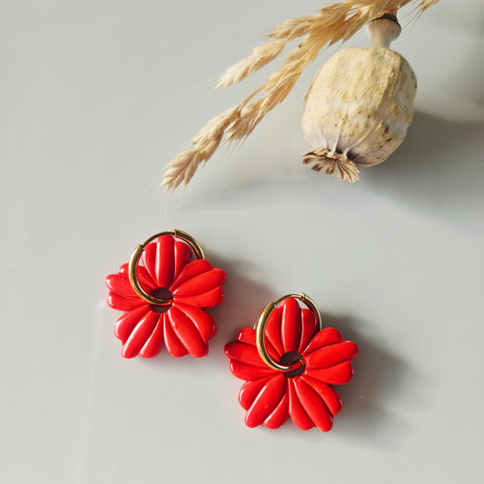 Boucles argile polymère | Soléa rouge