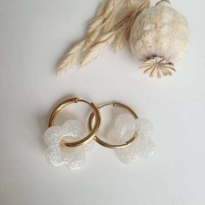 Boucles en résine | Fleurs Nacrées interchangeables ~ Au choix ~ - L'Atelier de MyMy